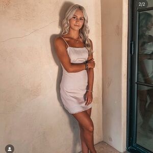 Chic Pink Linen Mini Dress with Thin Straps